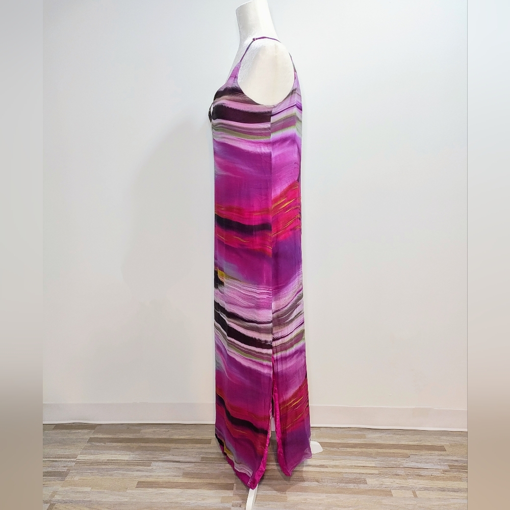 Rory Beca 100% Silk Maxi Abstract Print Resort Colorful California Beachy Dress - Picture 2 of 11